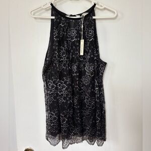 🎉4/30$🎉 Max Studio Black Lace Halter Blouse - Size L (NWT)